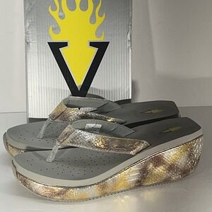 Volatile Frappachino Natural Metal Snake Wedge 11 Womens‎ Casual Sandals PV103